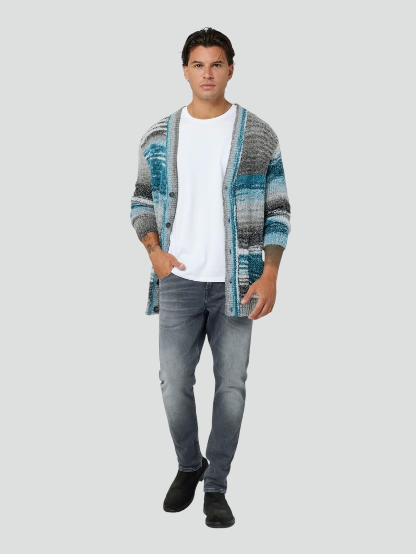 Jeans Uomo "Miami" Grigio Skinny Fit in Misto Cotone 