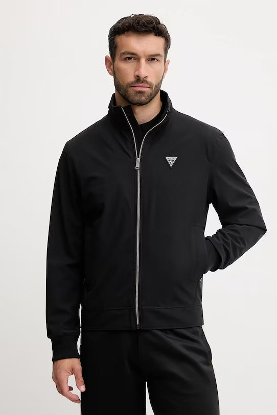 Giubbino "Tech Stretch" nero Slim Fit in Tessuto Tecnico Antivento 