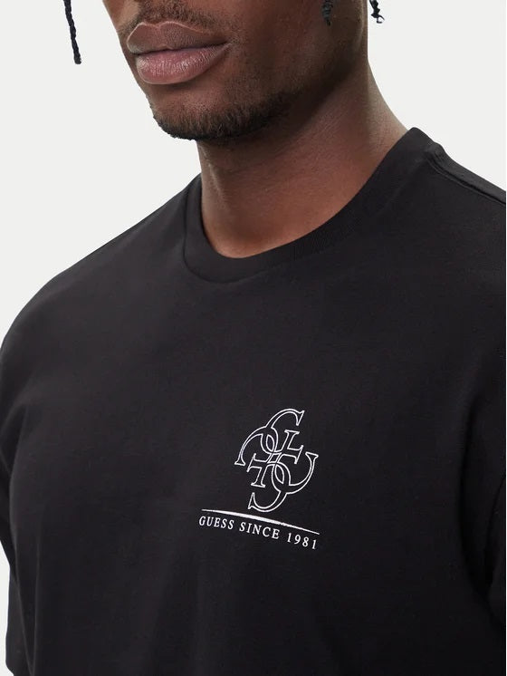 T-shirt Nera da Uomo in Cotone con Maxi Logo bianco 