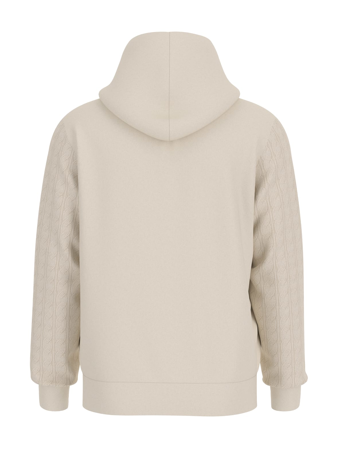 Felpa Guess "Contrast Sleeves Hoodie" Beige con Cappuccio 