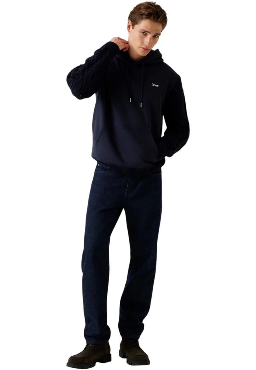 Guess "Contrast Sleeves Hoodie" blu con Cappuccio 