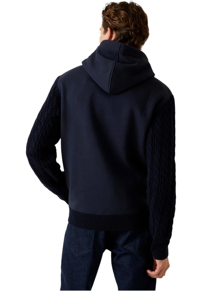 Guess "Contrast Sleeves Hoodie" blu con Cappuccio 
