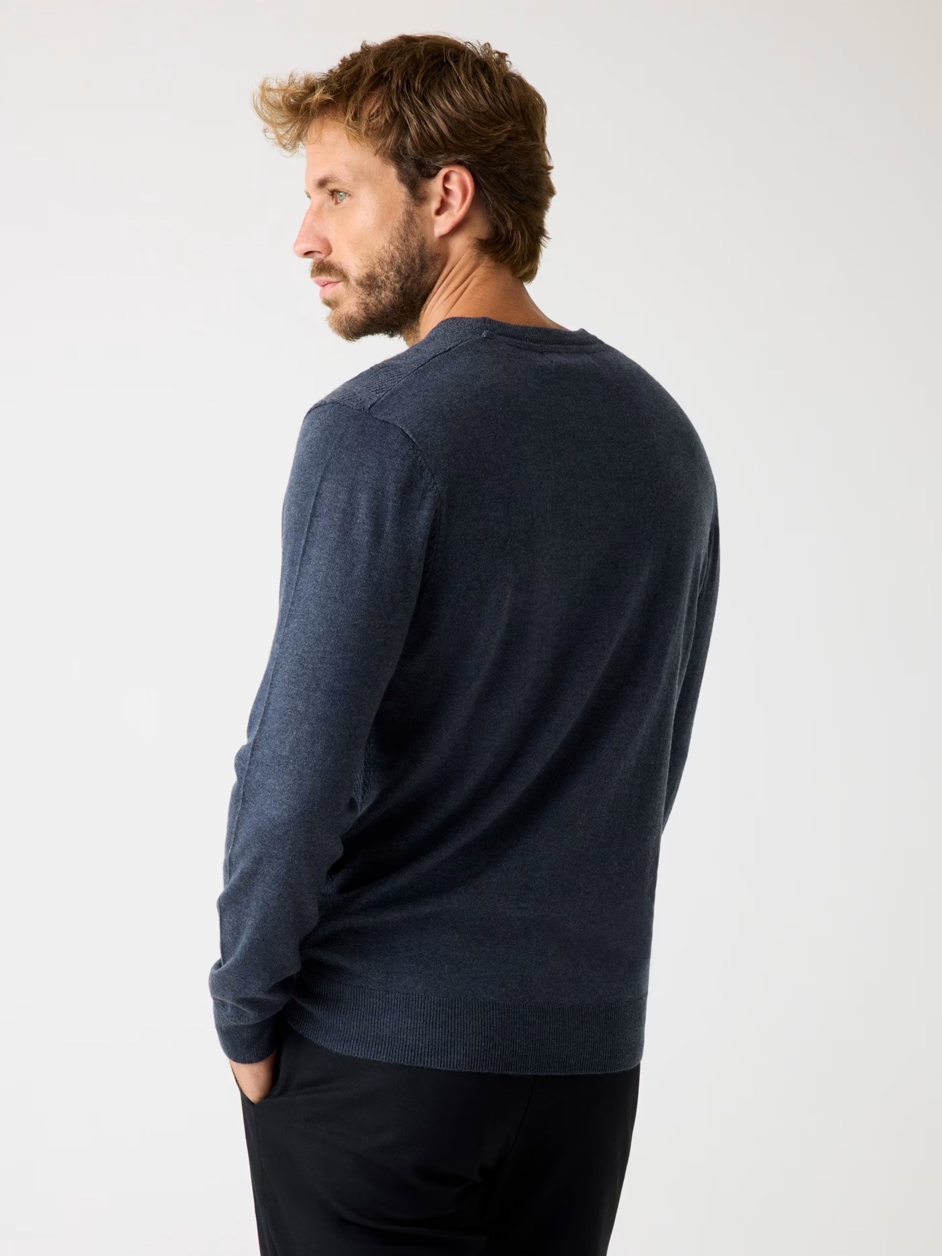 Maglione Uomo "Jamaar" Blu con Fantasia a Rombi in Misto Lana 