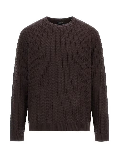 Maglione Marrone "LS Ivan Chevron" Girocollo con Motivo Chevron 