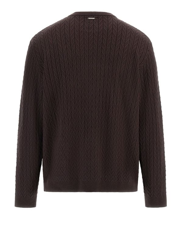 Maglione Marrone "LS Ivan Chevron" Girocollo con Motivo Chevron 