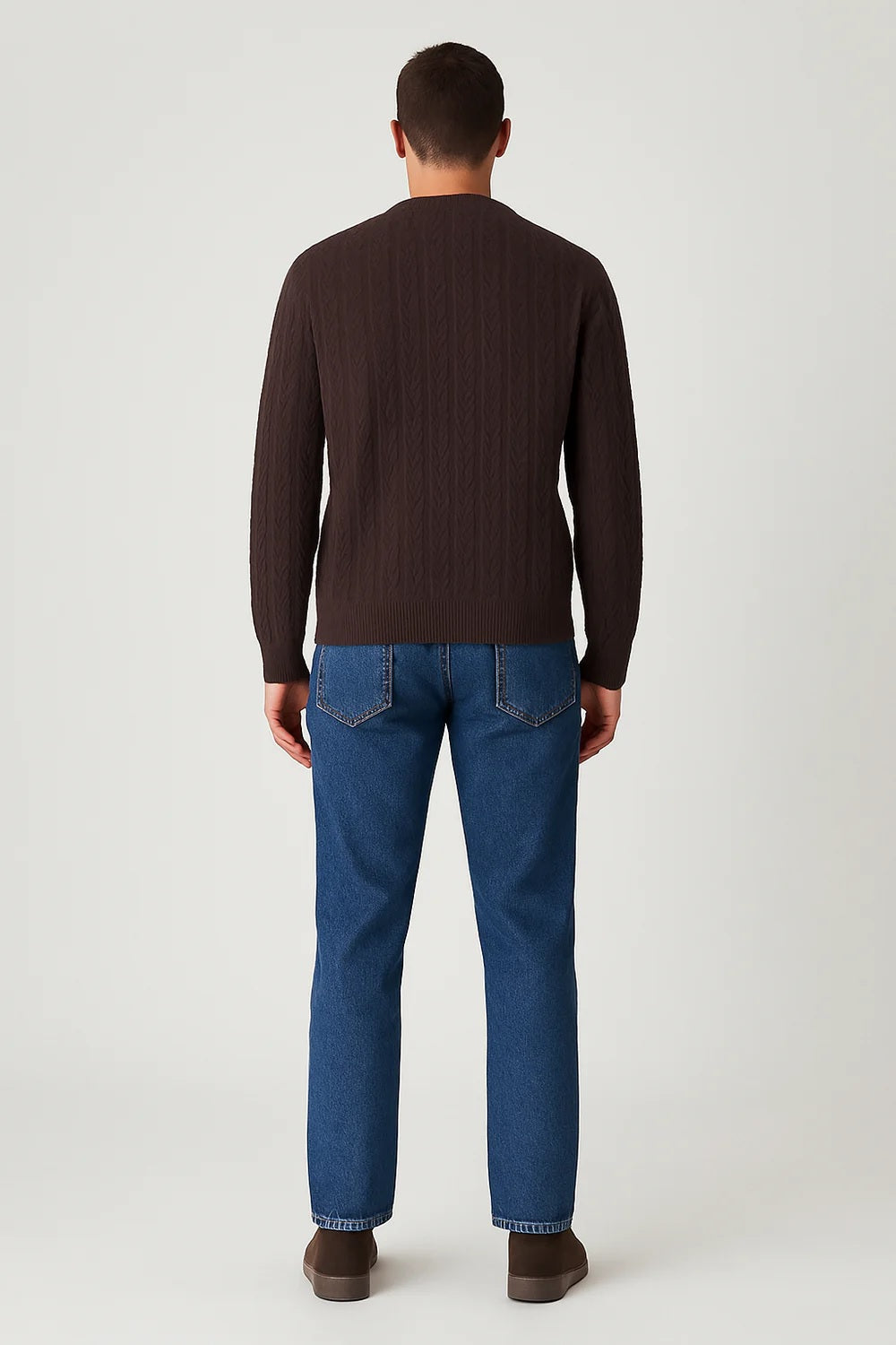 Maglione Marrone "LS Ivan Chevron" Girocollo con Motivo Chevron 