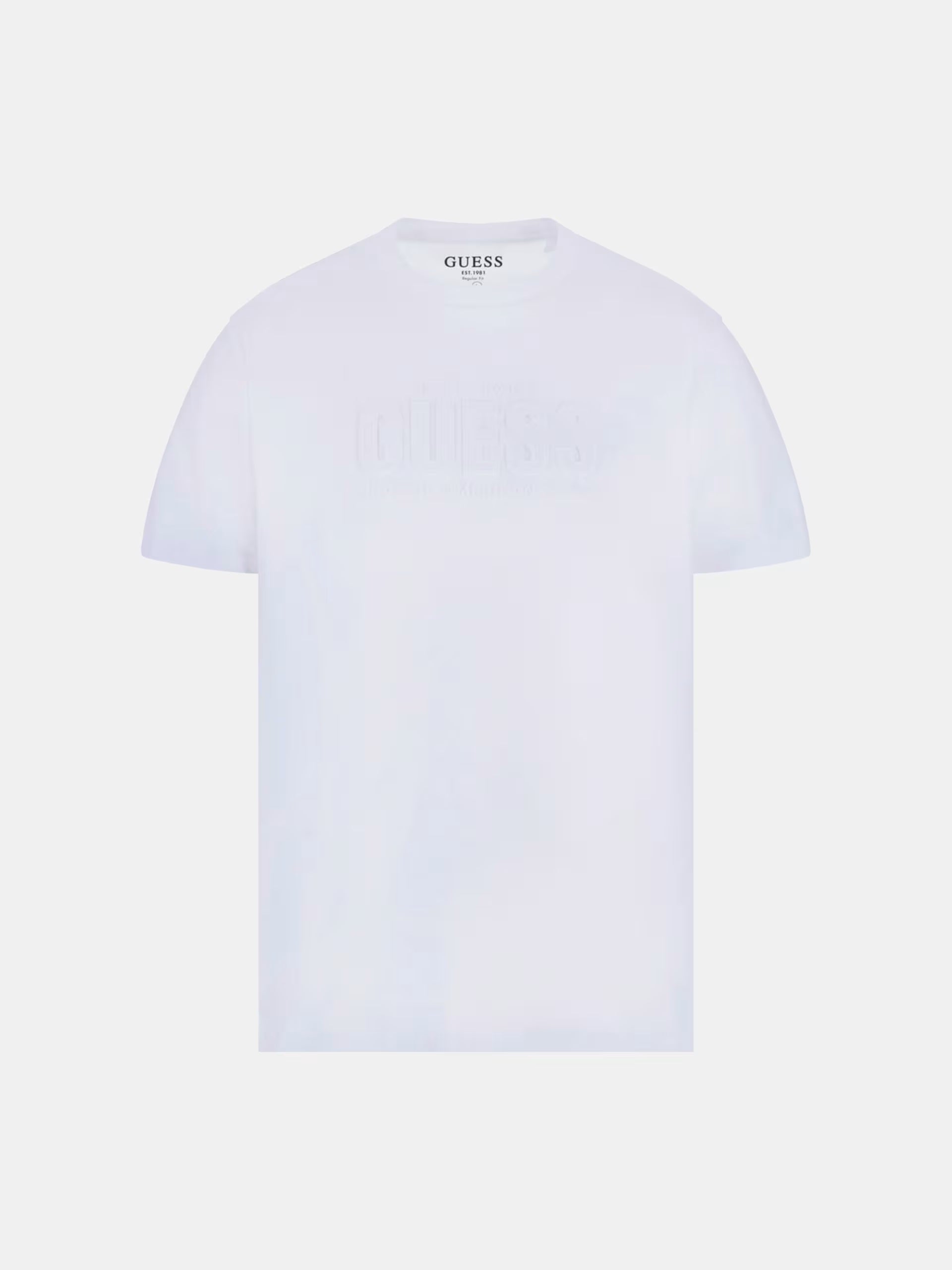 T-shirt bianco con Logo Guess a Sbalzo e Vestibilità Regular 