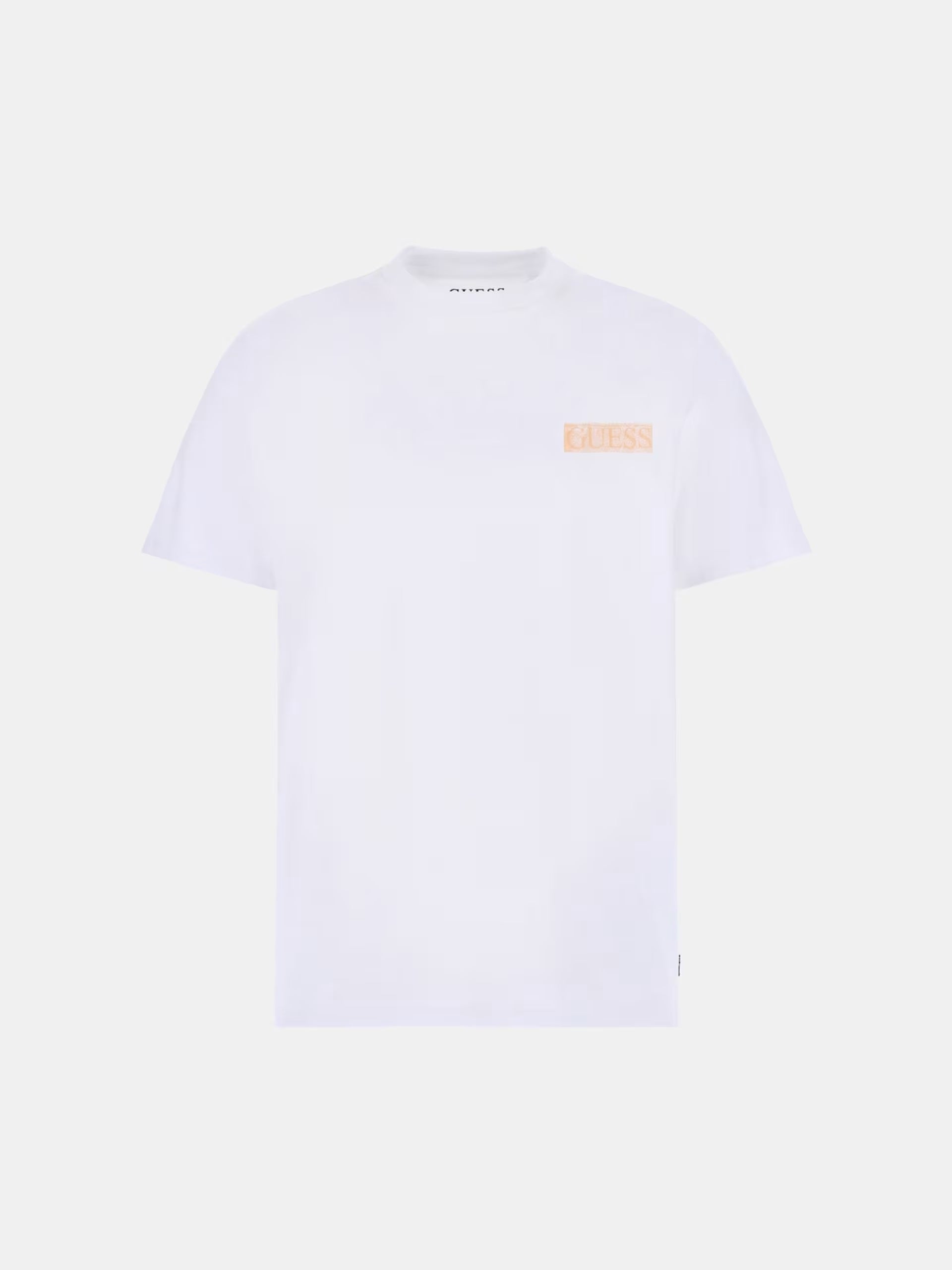 T-shirt Bianca con Logo Oversize arancione sul Retro 