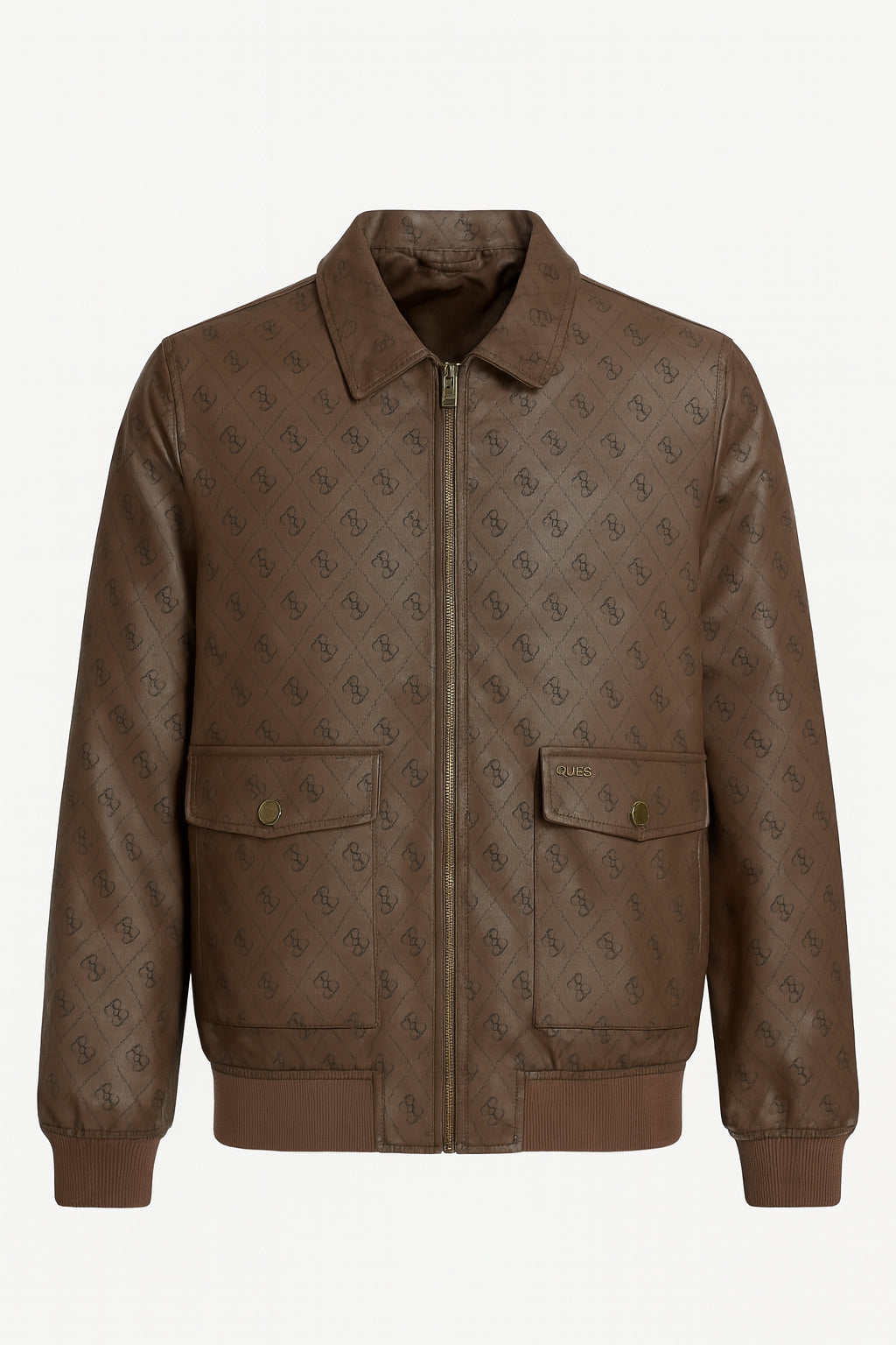 Giubbino Marrone in Similpelle con Monogram e Vestibilità Regular 