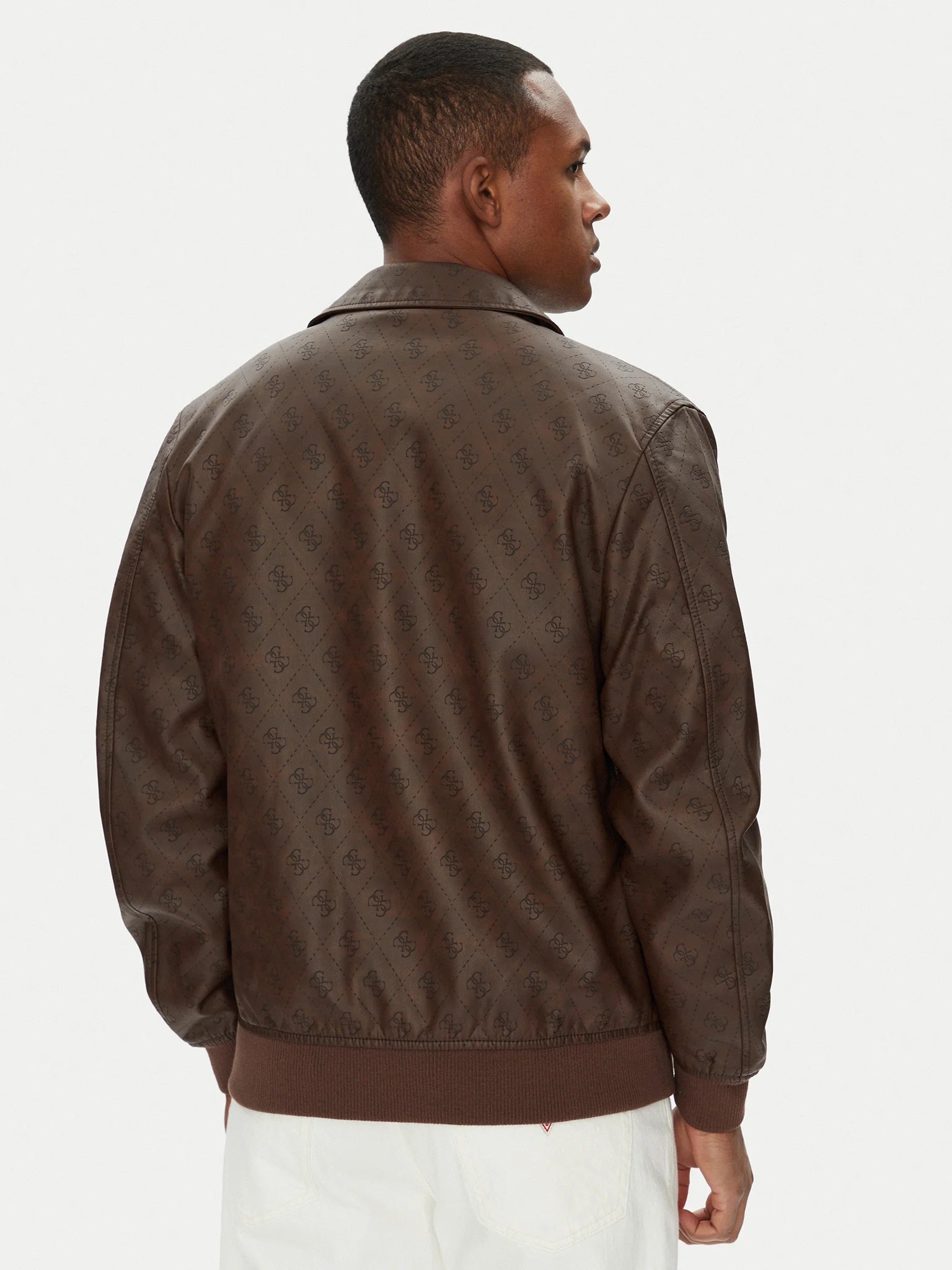 Giubbino Marrone in Similpelle con Monogram e Vestibilità Regular 