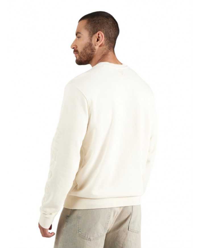 Felpa Beige "Embro" con Ricamo su Manica e Girocollo 