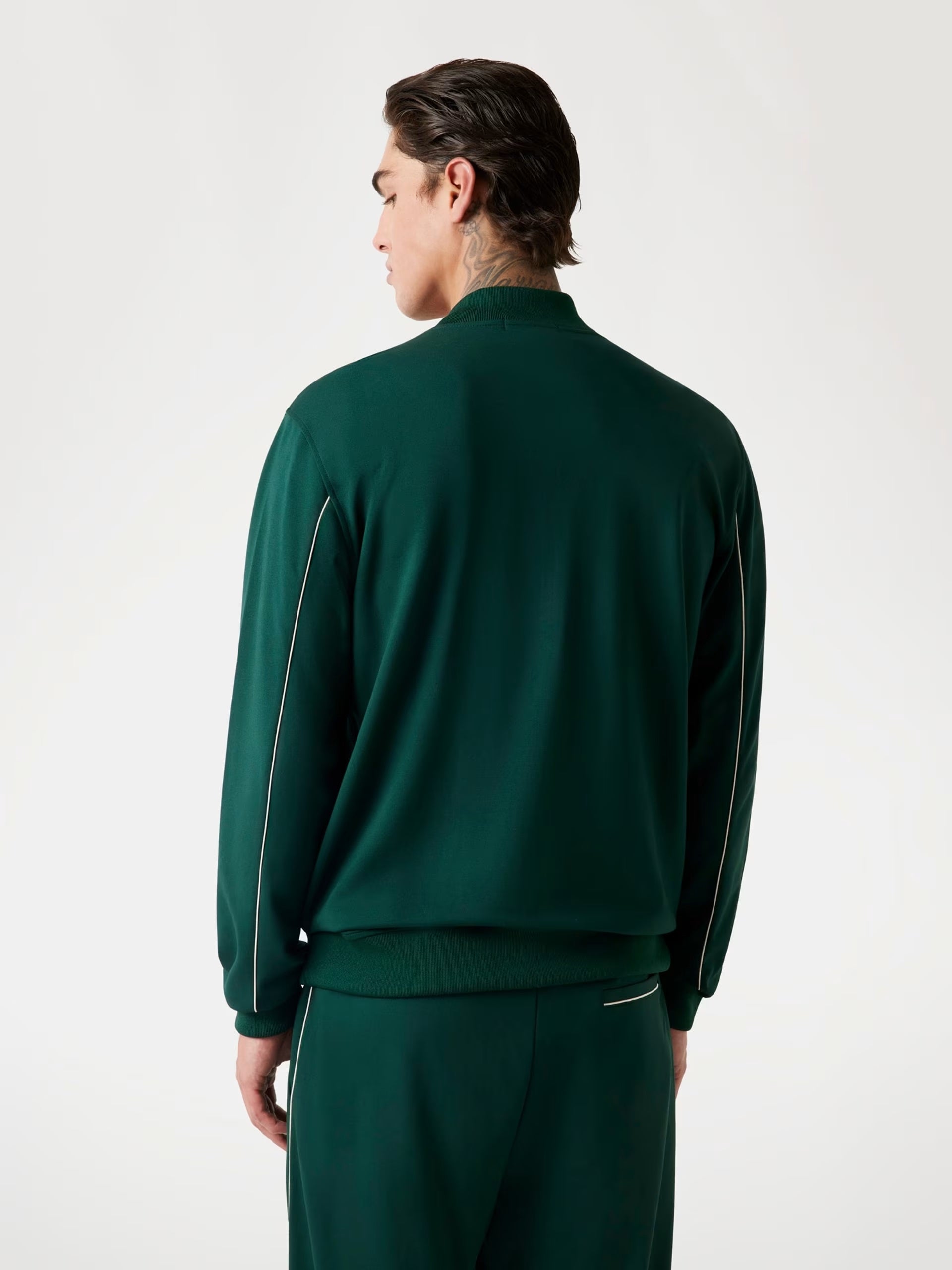 Felpa "Monaco Ponte" Verde con Zip Integrale e Collo in Piedi 
