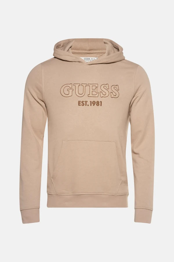 Felpa con Cappuccio "Beau" Beige con Logo Ricamato 