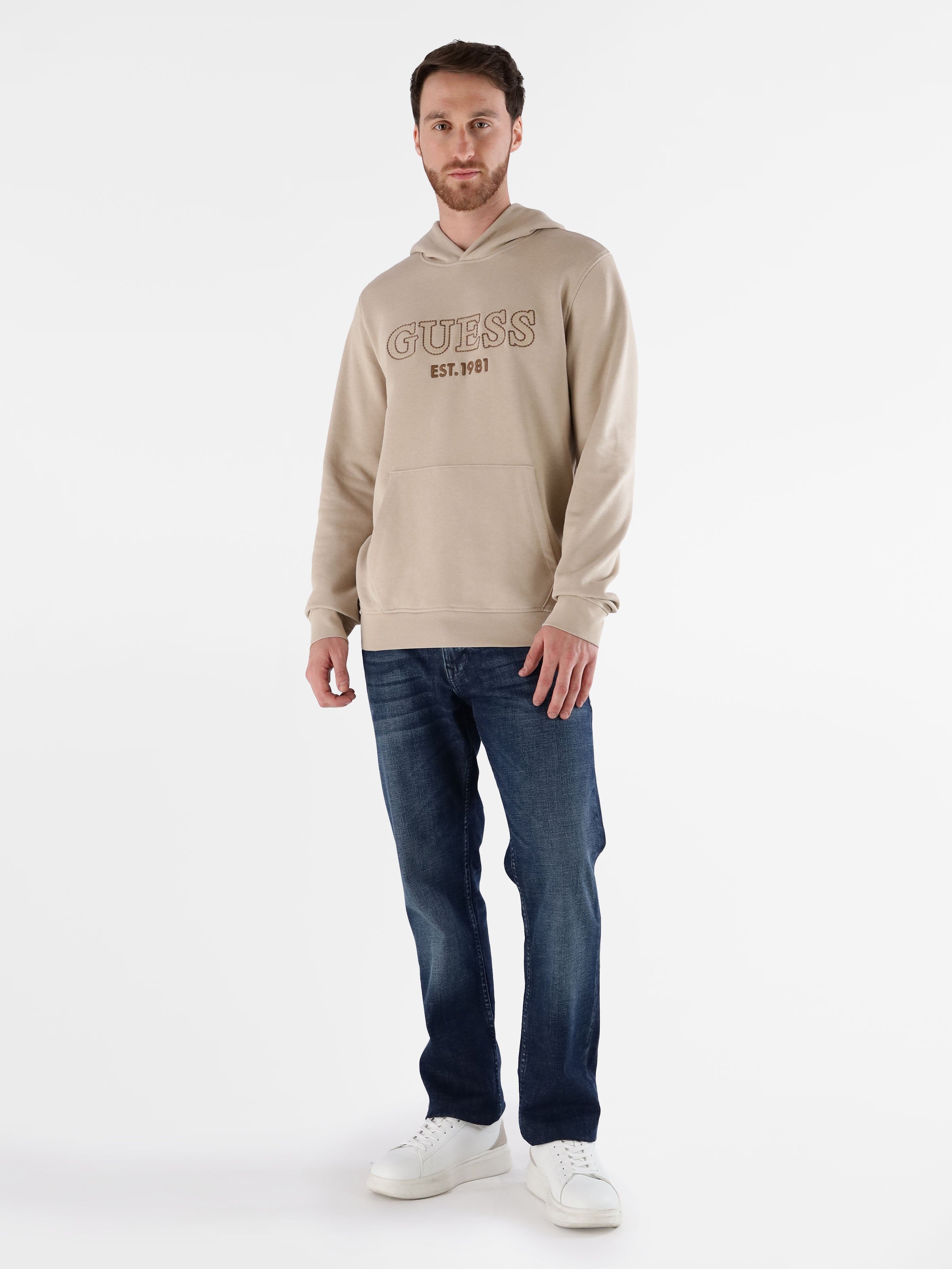Felpa con Cappuccio "Beau" Beige con Logo Ricamato 