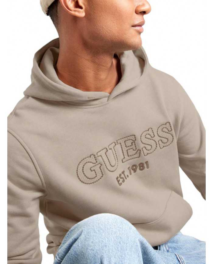 Felpa con Cappuccio "Beau" Beige con Logo Ricamato 