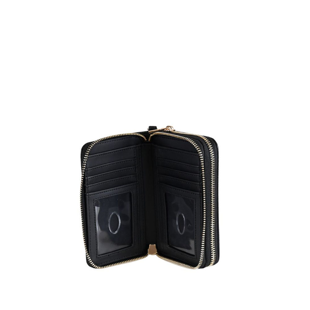 Portafoglio "Amorette" Nero Zip Around in Ecopelle con Portamonete 