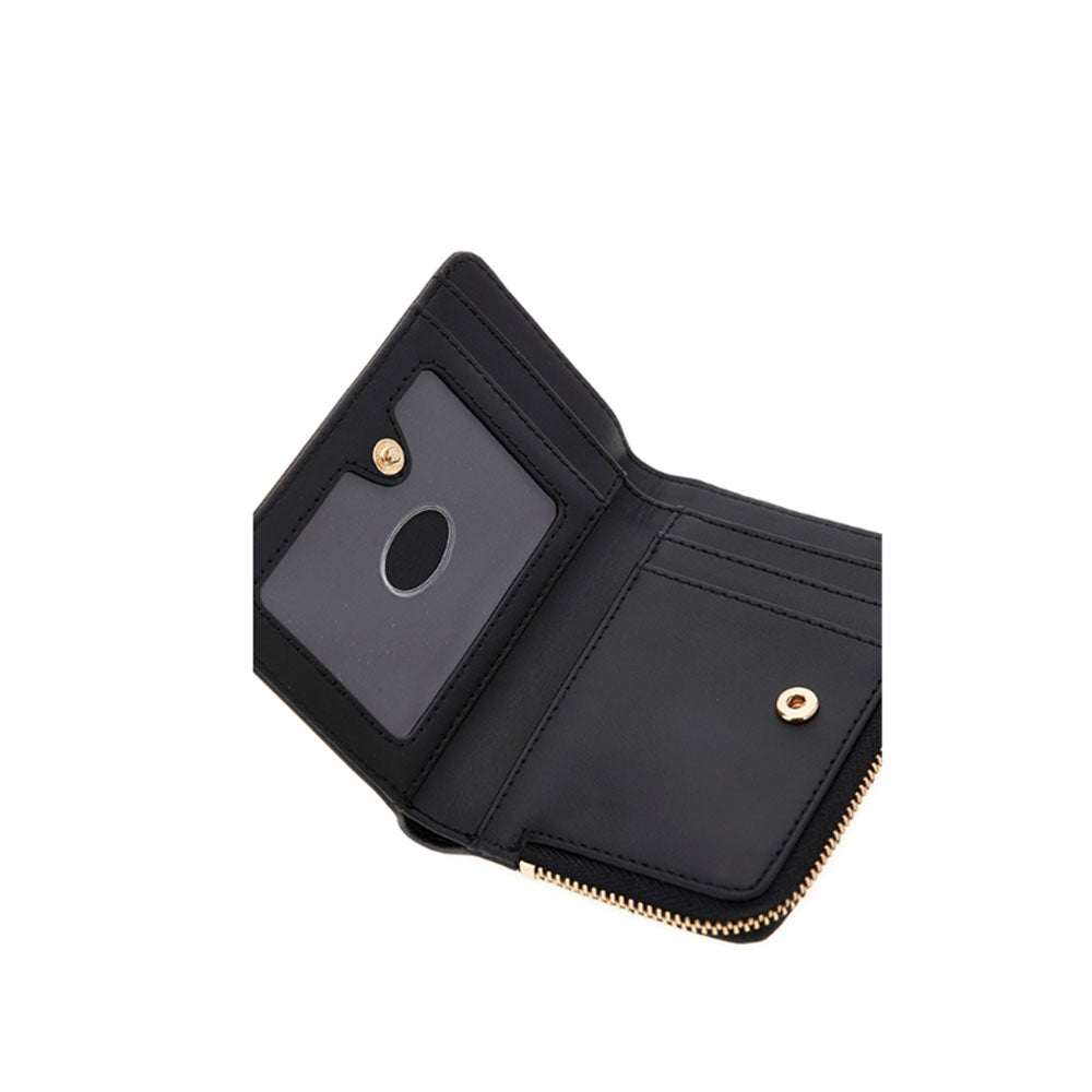 Portacarte "Bolena" Nero in Similpelle con Chiusura Zip 