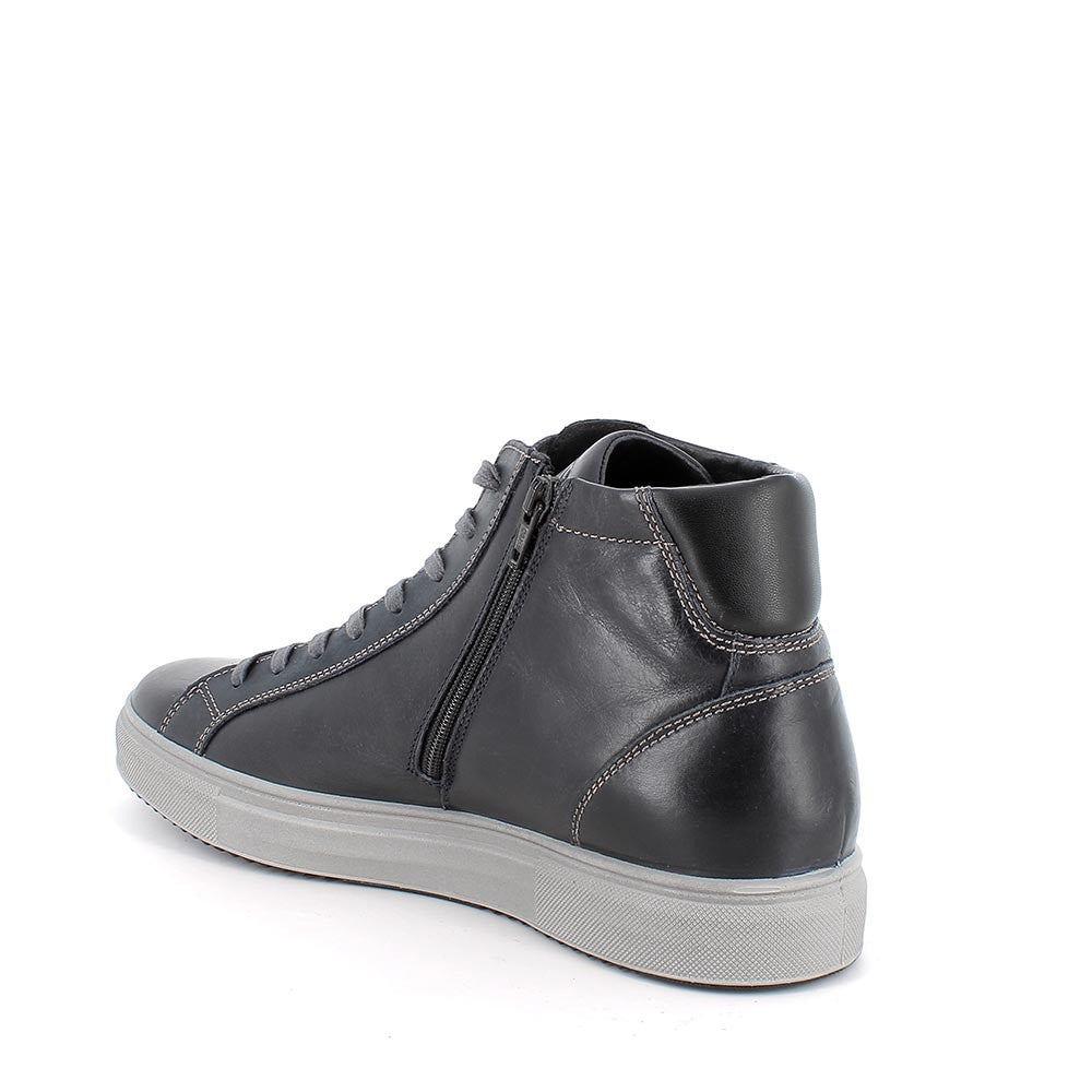Sneakers alta blu in pelle con zip laterale e suola in memory foam 