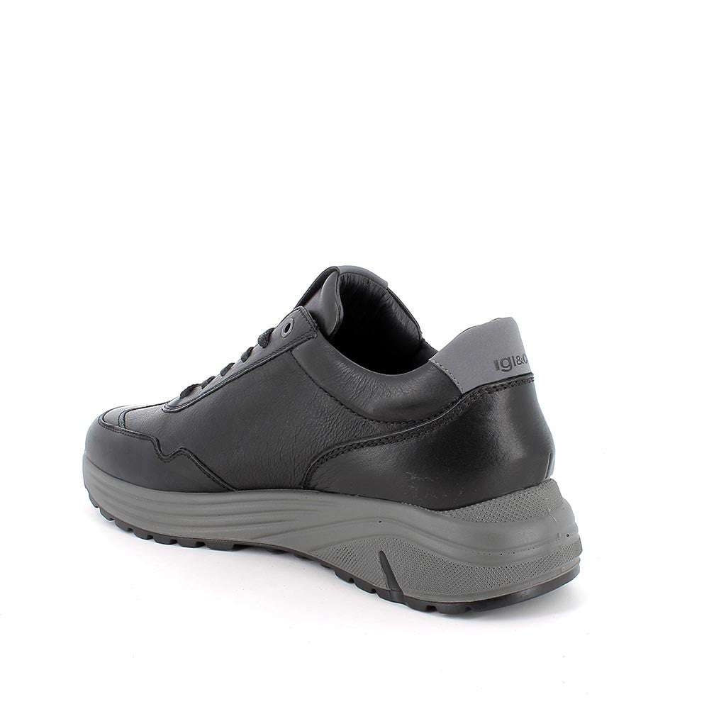 Sneakers da uomo nere in pelle con zip laterale e suola Memory Foam 