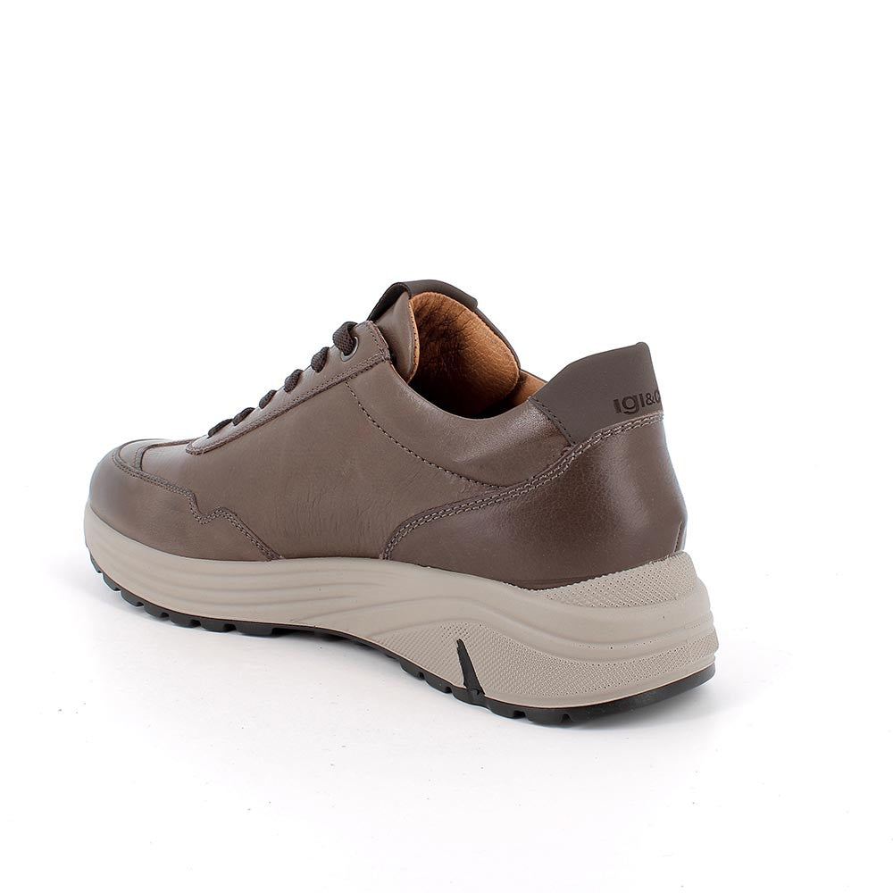 Sneakers marroni in pelle con zip laterale e suola Memory Foam 