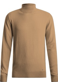 Lupetto da uomo color cammello con polsini ed elastico sul fondo 
