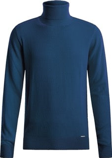 Dolcevita blu denim in maglia finezza 12 