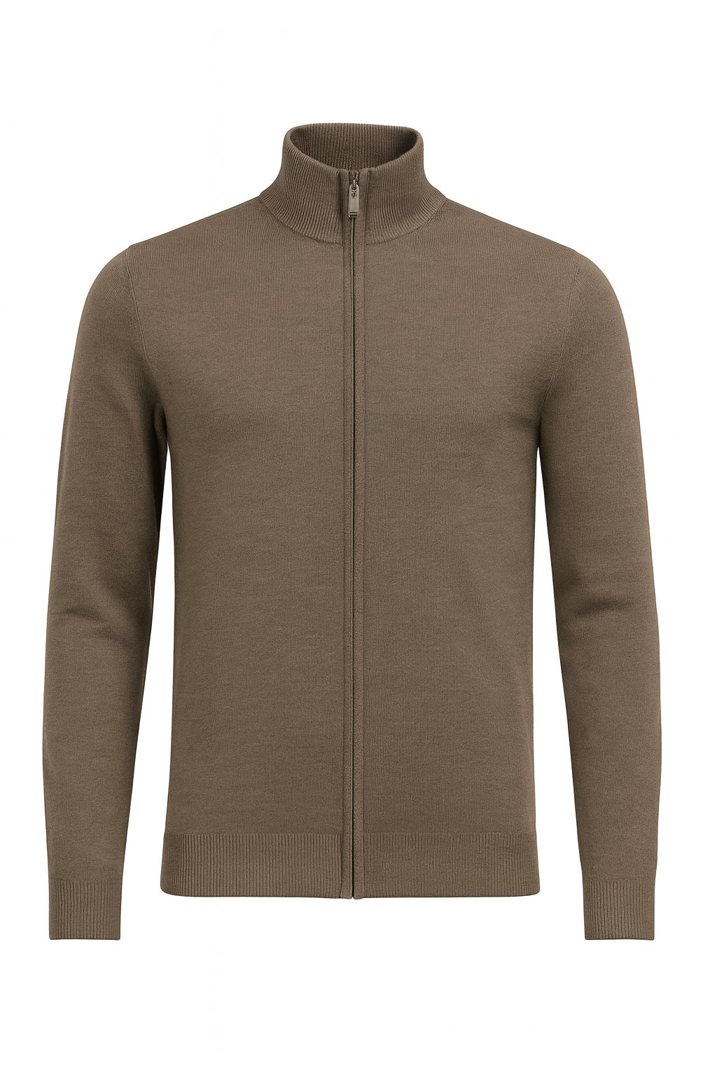 Maglia con zip da uomo tortora in filato finezza 12 Viscose Blend 