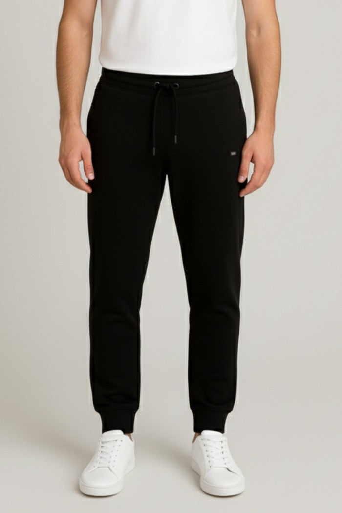 Pantaloni in felpa da uomo neri senza polsini 