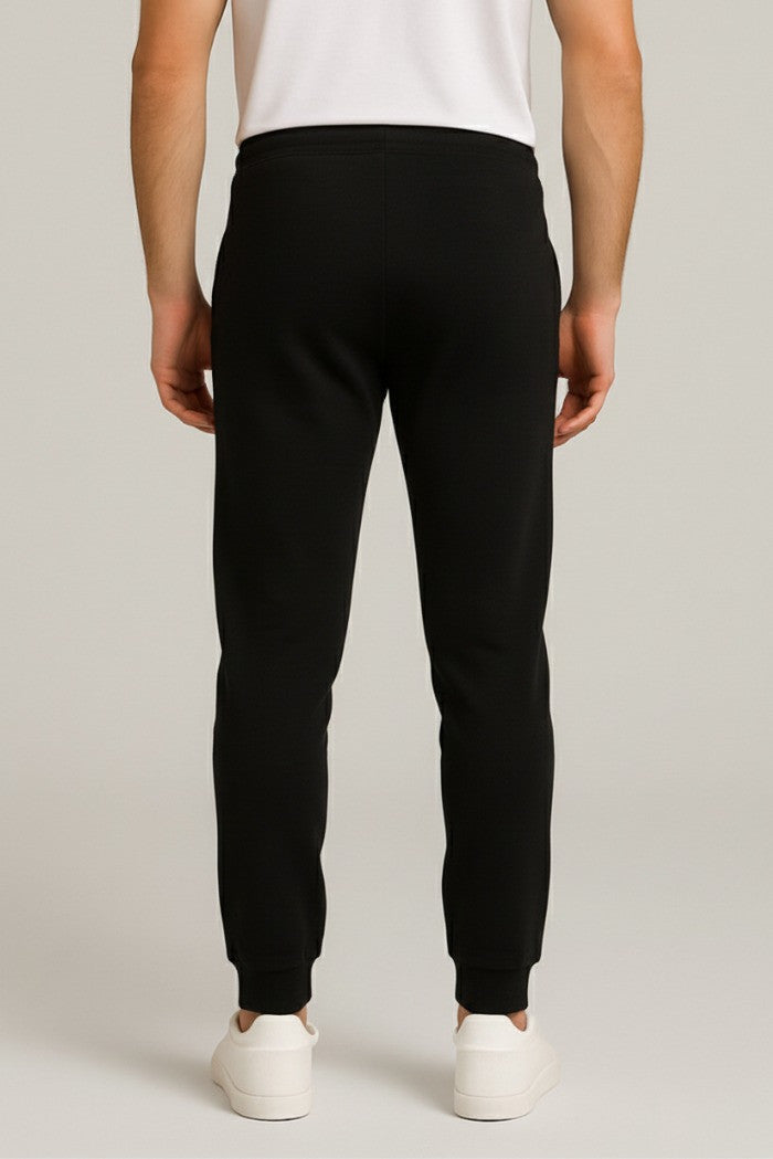 Pantaloni in felpa da uomo neri senza polsini 