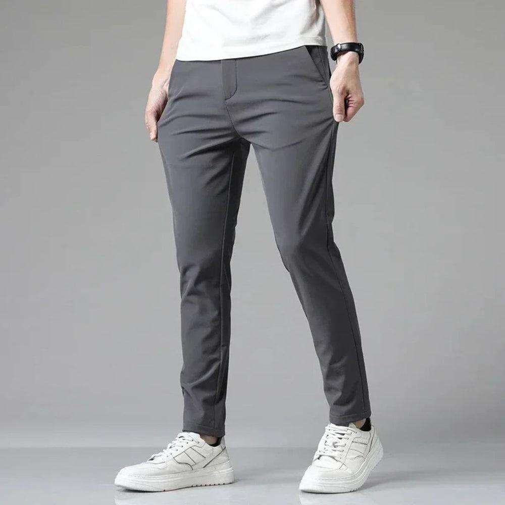 Pantalaccio da uomo grigio melange in punto Milano con vita elasticata 