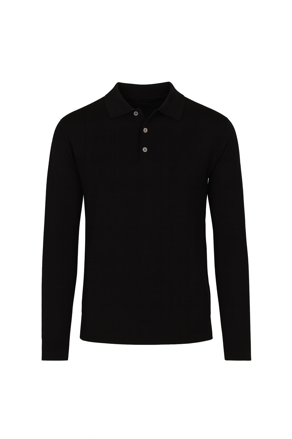 Polo slim fit nera a manica lunga in viscosa finezza 12 
