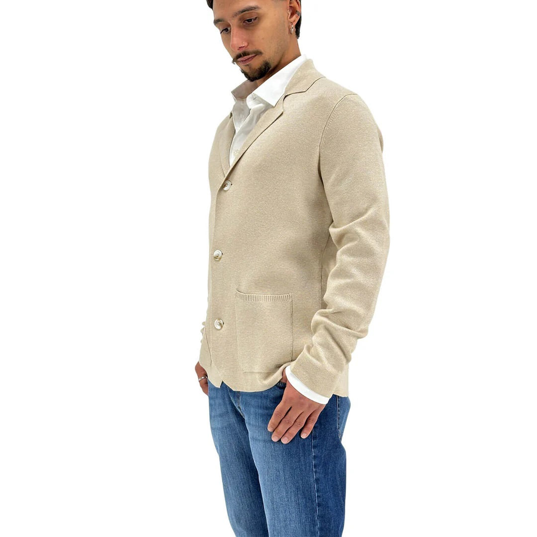 Blazer / cardigan da uomo beige in viscosa punto stoffa Markup 