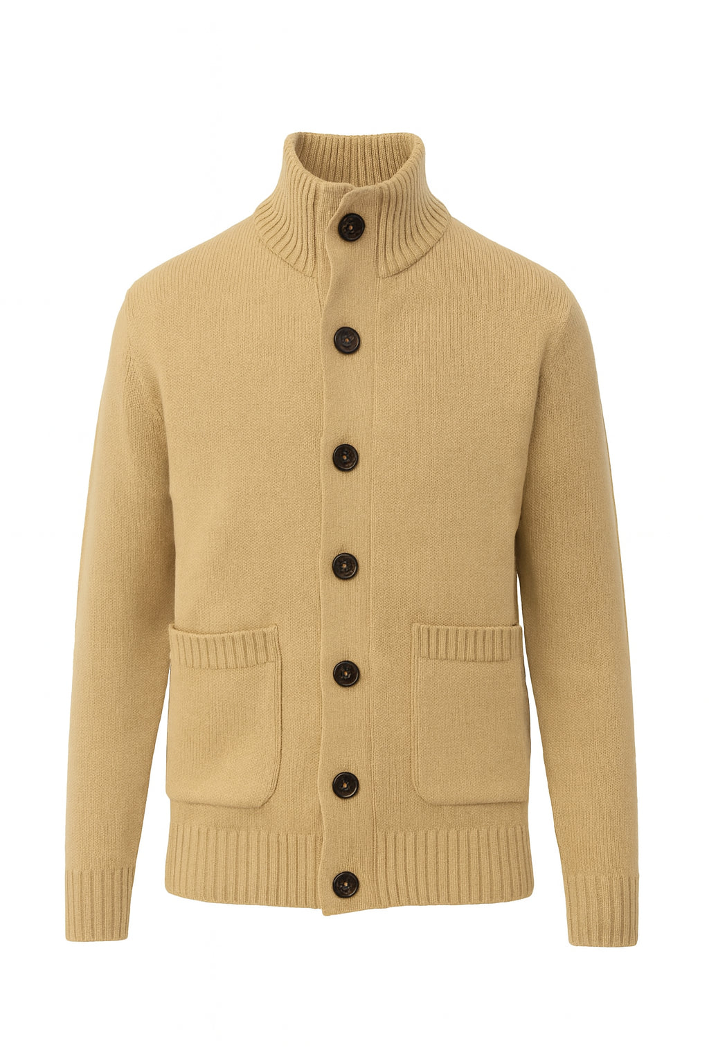 Cardigan da uomo cammello con bottoni in maglia finezza 7 Markup 
