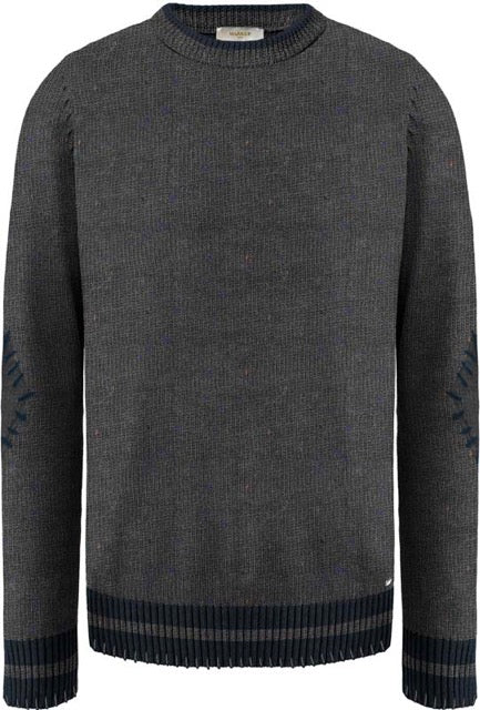 Maglia da uomo antracite in filato bottonato con contrasti e toppe 