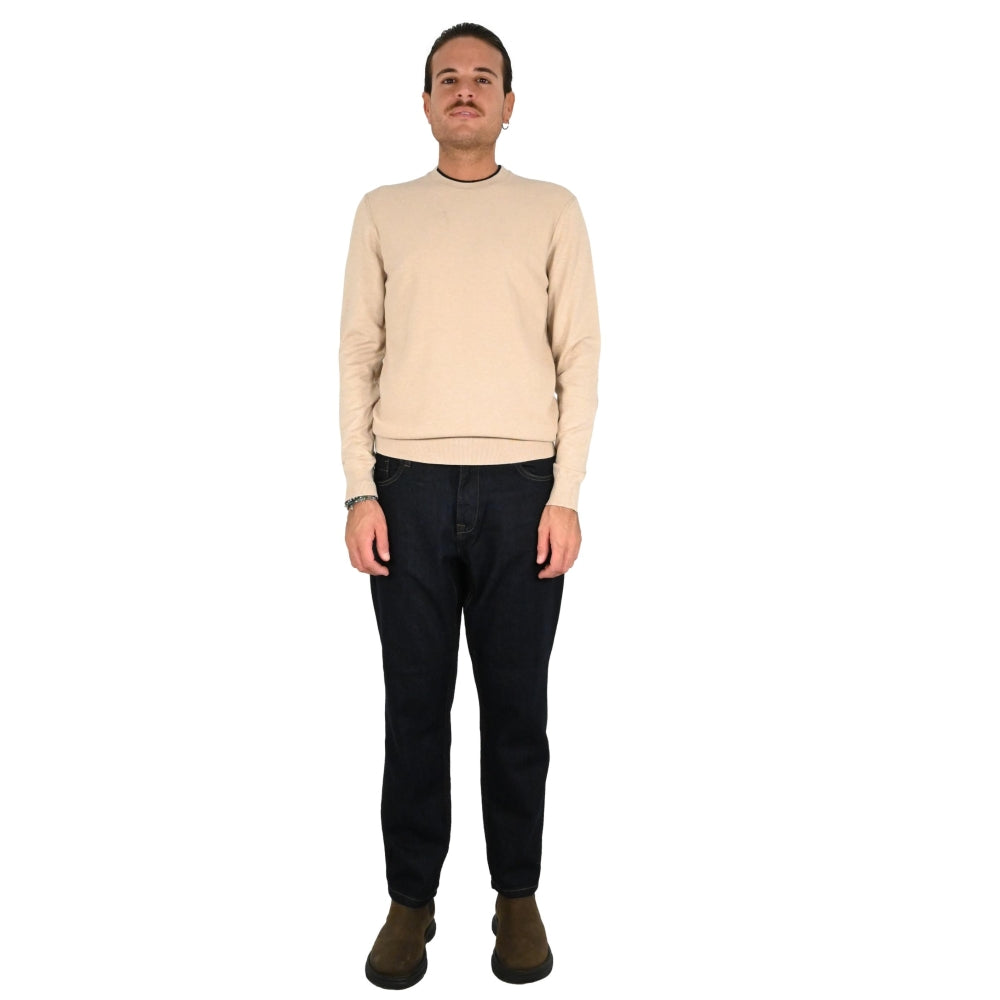 Maglia da uomo beige in viscosa punto riso finezza 12 