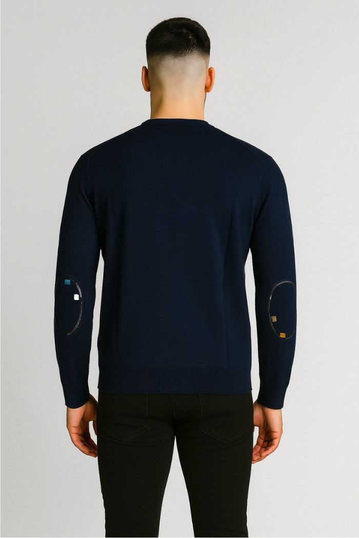Maglia da uomo blu in viscosa punto riso finezza 12 