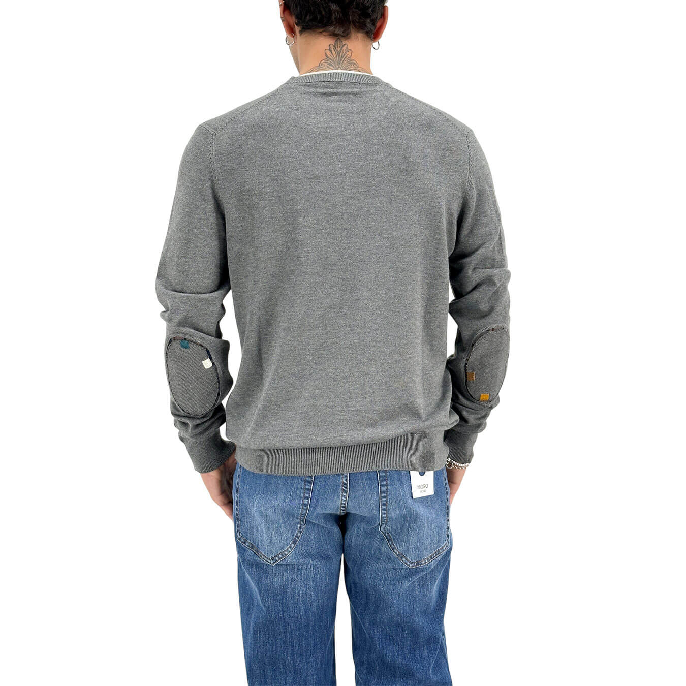 Maglia da uomo grigio melange in viscosa punto riso finezza 12 