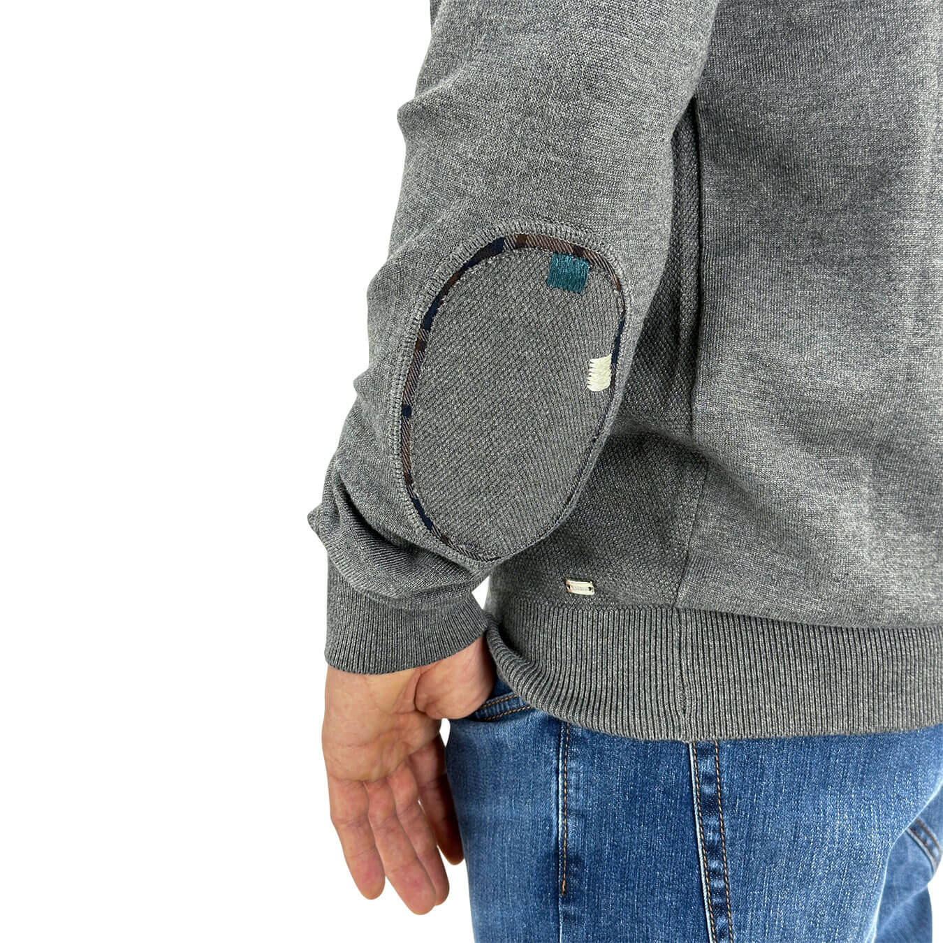 Maglia da uomo grigio melange in viscosa punto riso finezza 12 
