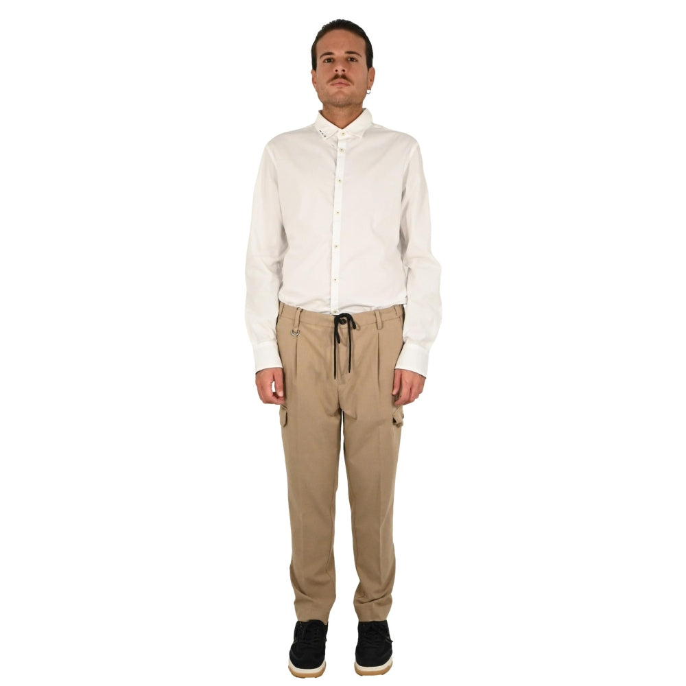 Pantalaccio uomo beige in flanella pettinata 
