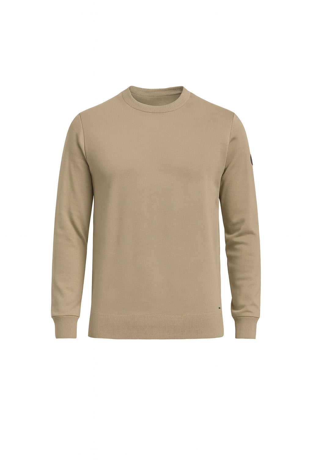 Maglia Girocollo Beige in Misto Viscosa con Vestibilità Regular 