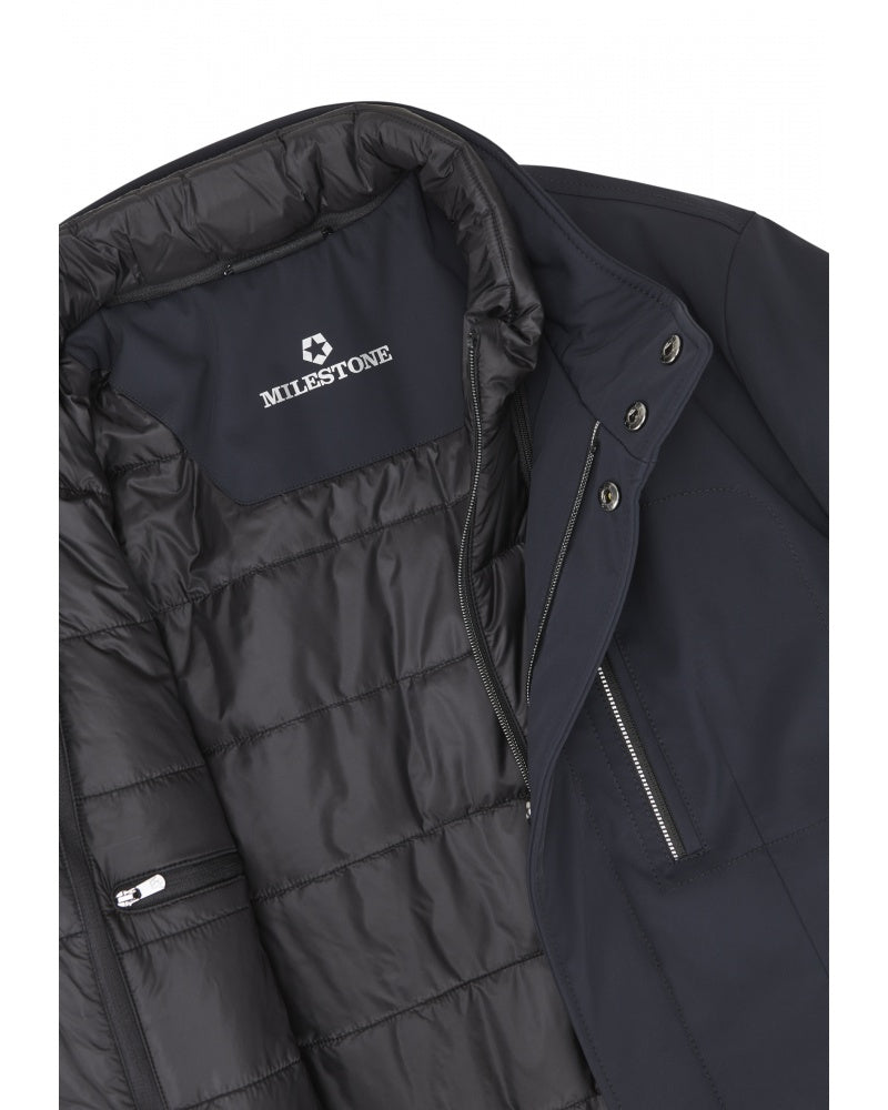 Giubbino "Preston" Blu in Microfibra Sorona con Inserto Trapuntato 