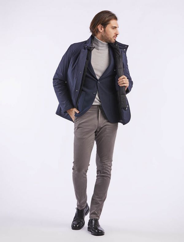 Giubbino "Preston" Blu in Microfibra Sorona con Inserto Trapuntato 