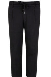 Pantalaccio con pinces in punto Milano nero con cintura regolabile