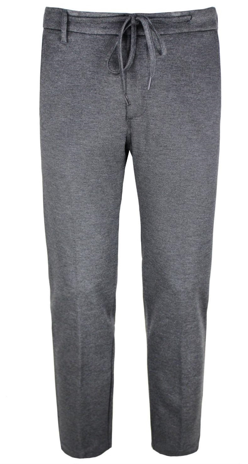 Pantalone Moro Grigio con Elastico e Laccio in Punto Milano Diagonale 