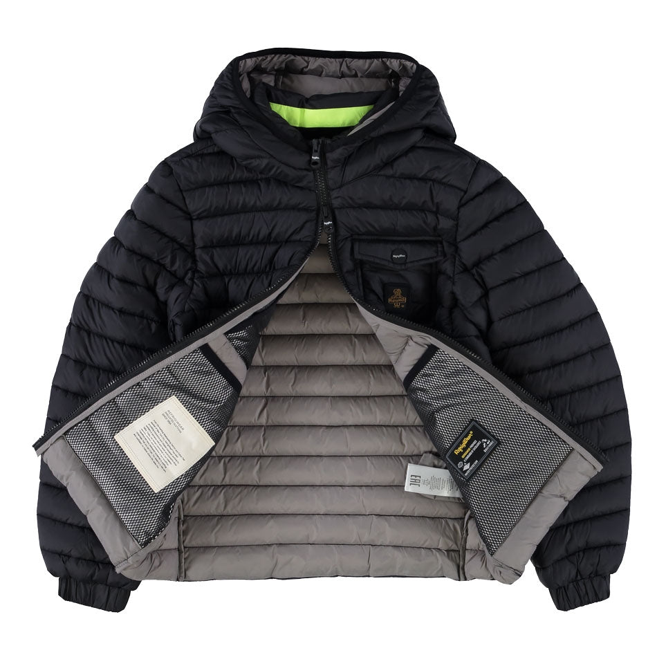 Piumino Bambino Nero con Cappuccio Refrigiwear 