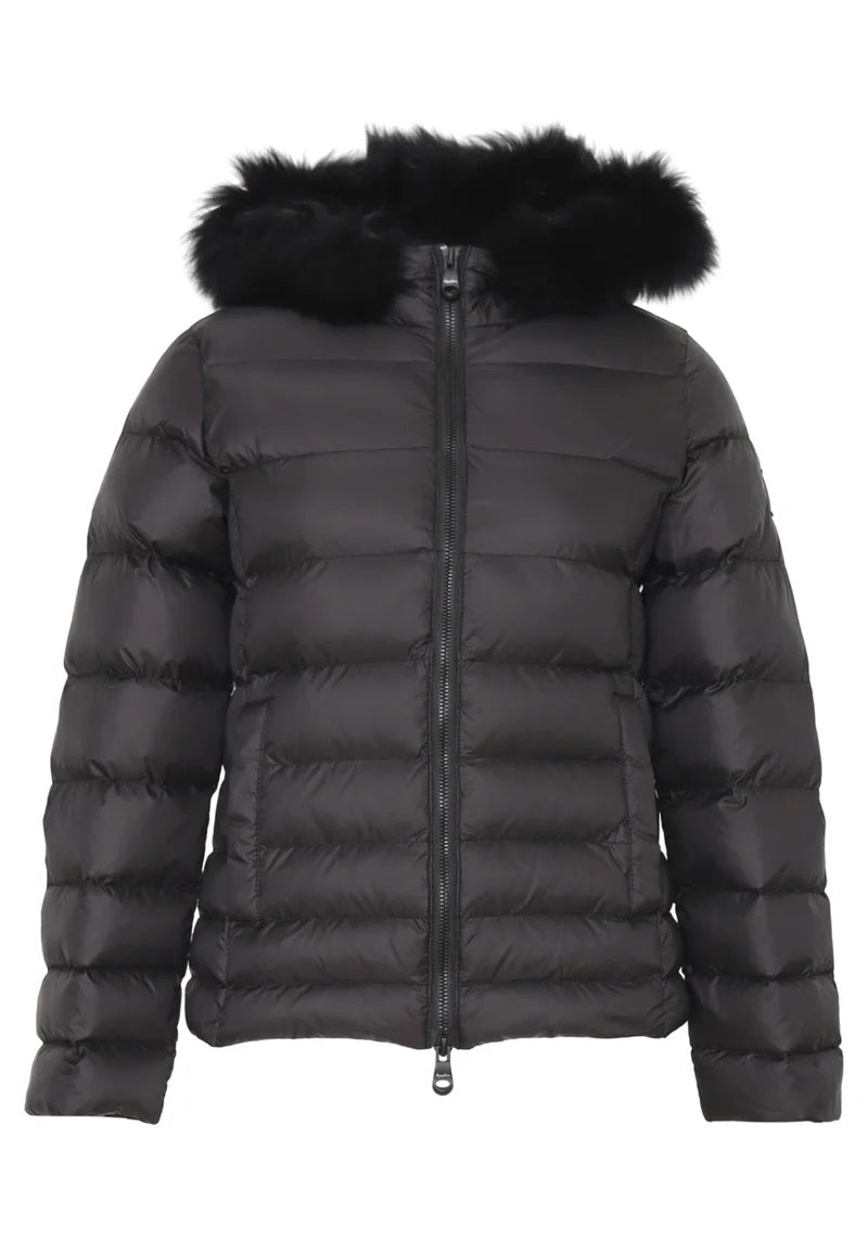 Giubbotto Nero da Bambina in Nylon con Pelliccia Refrigiwear 
