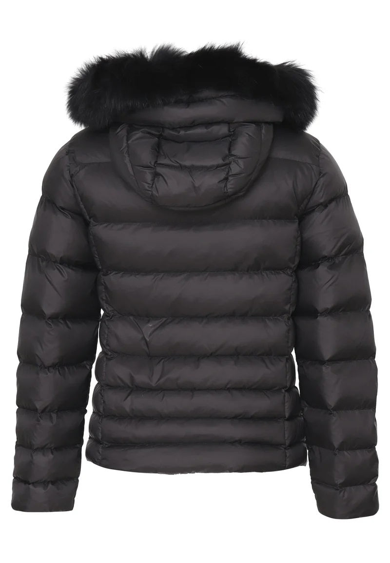 Giubbotto Nero da Bambina in Nylon con Pelliccia Refrigiwear 