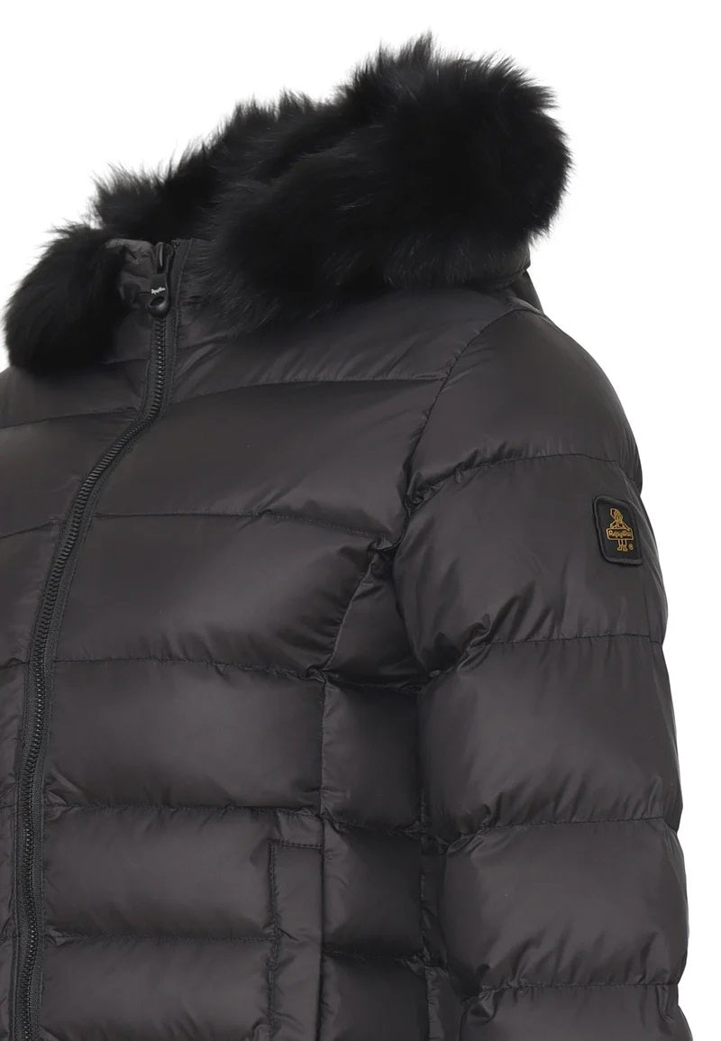 Giubbotto Nero da Bambina in Nylon con Pelliccia Refrigiwear 