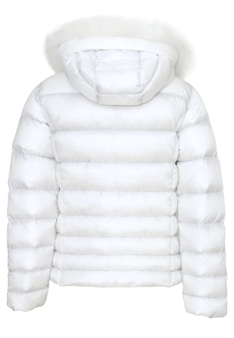 Giubbotto bianco da Bambina in Nylon con Pelliccia Refrigiwear 