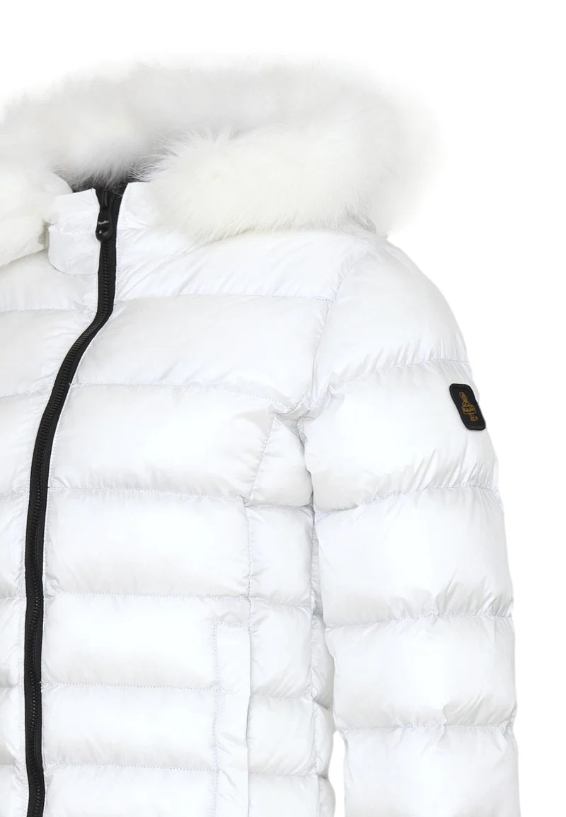 Giubbotto bianco da Bambina in Nylon con Pelliccia Refrigiwear 
